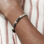 Bracelet Kiyo Acier Blanc Pierre De Lave - Bracelets Homme | Histoire d&rsquo;Or