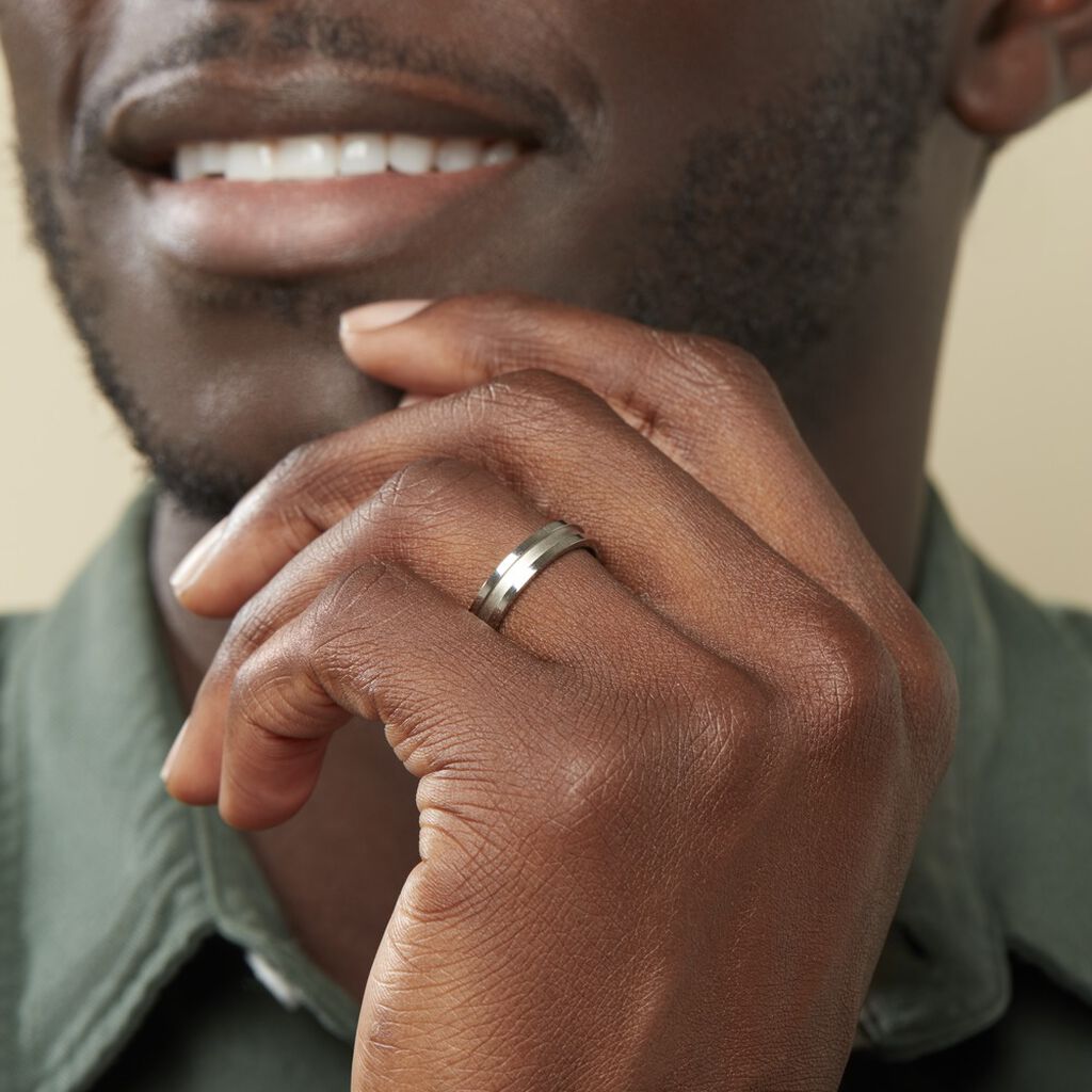 Alliance Hades Mat Et Brillant Ruban Plat Palladium Blanc - Alliances Homme | Histoire d’Or