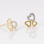 Boucles D'oreilles Puces Anne-maudae Triple Coeurs Or Bicolore - Clous d'oreilles Femme | Histoire d&rsquo;Or