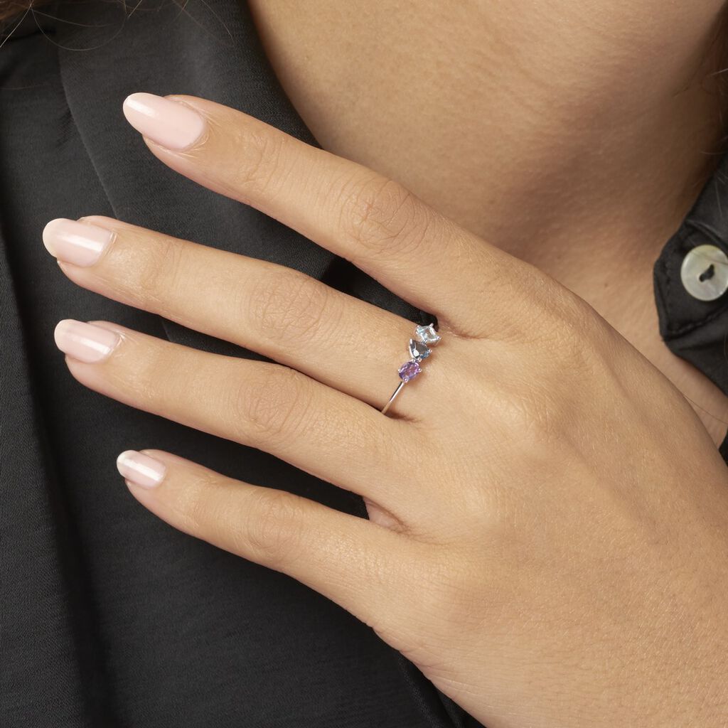 Bague Raika Or Blanc Amethyste Et Topaze - Bagues avec pierre Femme | Histoire d’Or