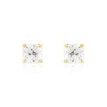 Boucles D'oreilles Puces Doreen Carre Or Jaune Oxyde De Zirconium - Clous d'oreilles Femme | Histoire d&rsquo;Or