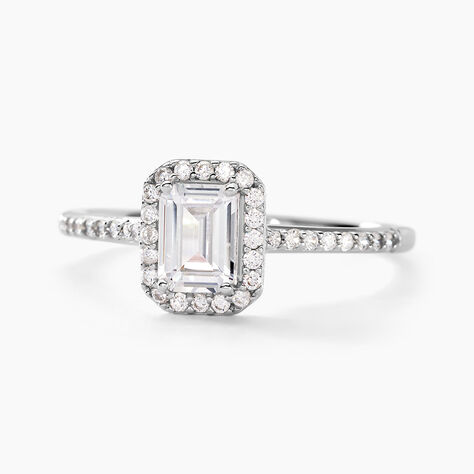 Bague Solitaire Cadmos Argent Blanc Oxyde De Zirconium - Bagues solitaires Femme | Histoire d&rsquo;Or