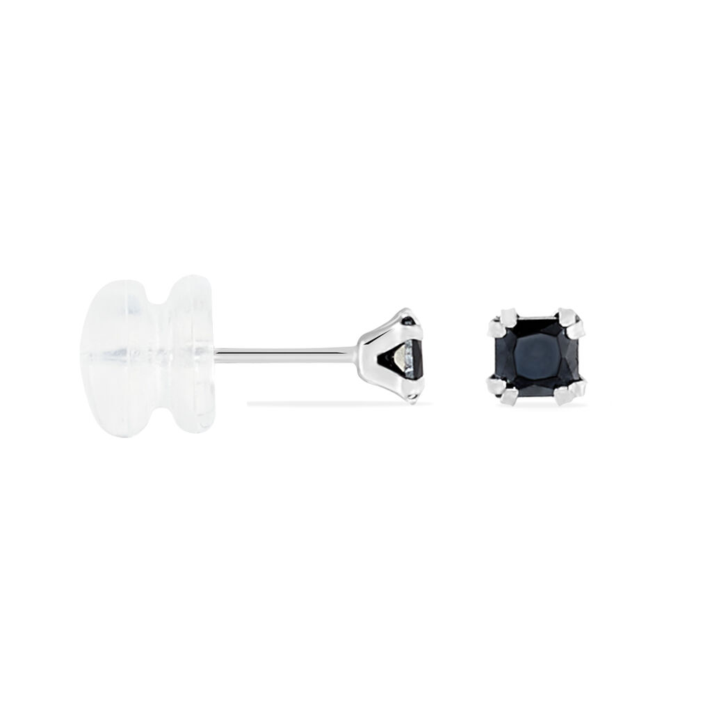 Boucles D'oreilles Puces Doreen Carre Or Blanc Oxyde De Zirconium - Clous d'oreilles Femme | Histoire d’Or