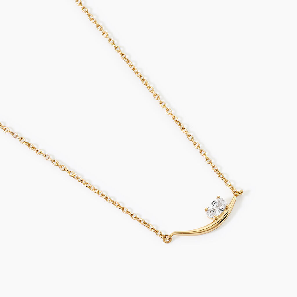 Collier Sunset Riviera Argent Dor&eacute; A L'Or 750/1000 Oxyde De Zirconium - Colliers Femme | Histoire d&rsquo;Or
