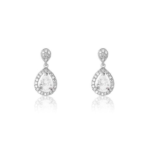 Boucles D'oreilles Pendantes Argent Blanc Zelie Oxyde De Zirconium - Boucles d'oreilles pendantes Femme | Histoire d’Or