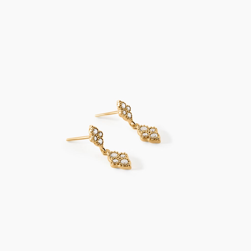 Boucles D'Oreilles Pendantes Dainty Plaqu&eacute; Or Jaune Oxyde De Zirconium - Boucles d'oreilles fantaisie Femme | Histoire d&rsquo;Or