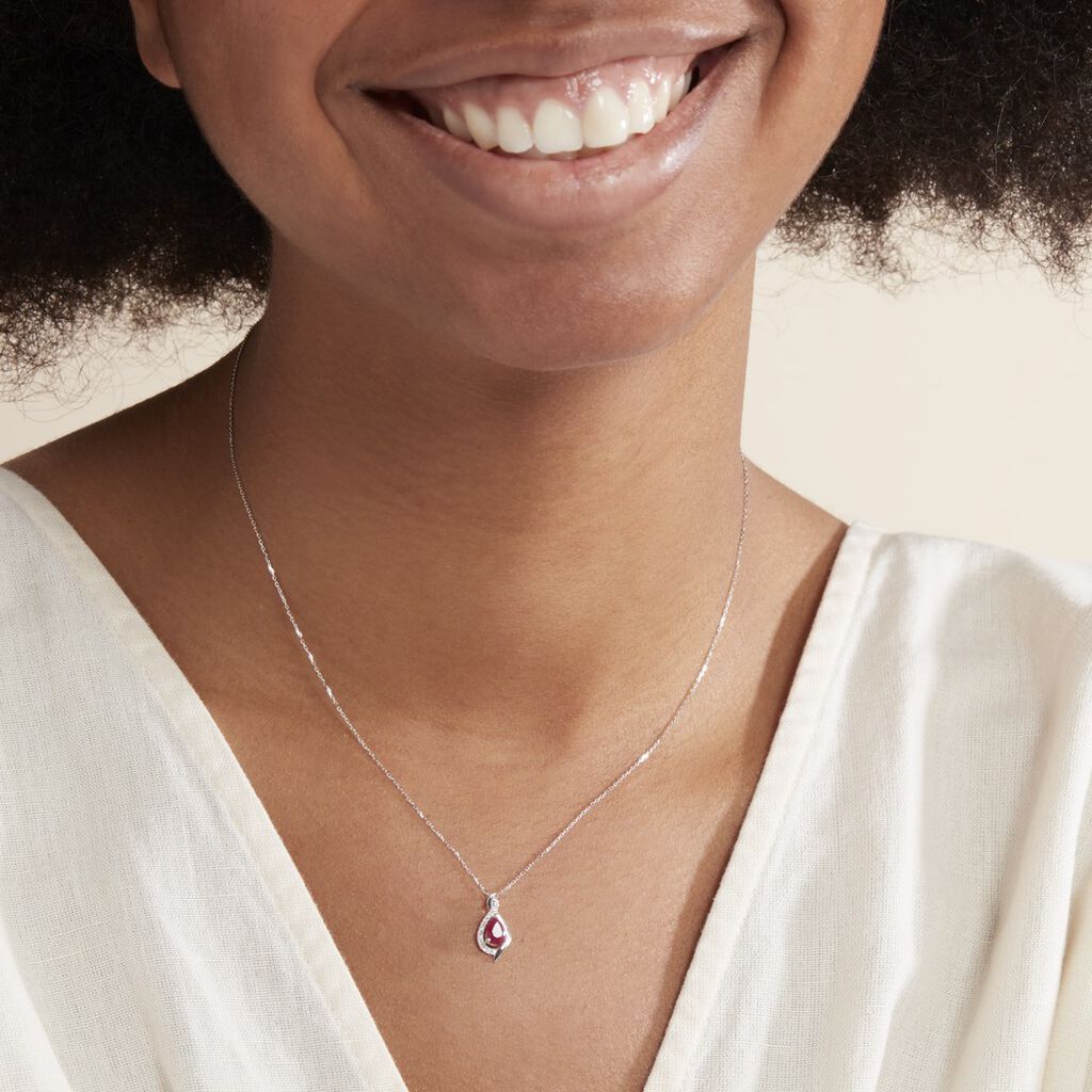 Collier Angelika Or Blanc Rubis Et Diamant - Colliers Femme | Histoire d’Or