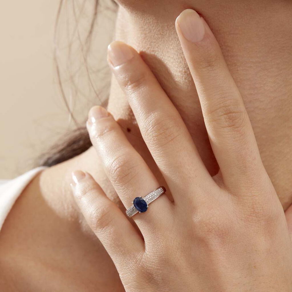 Bague Crista Or Blanc Saphir Et Diamant -  Femme | Histoire d’Or