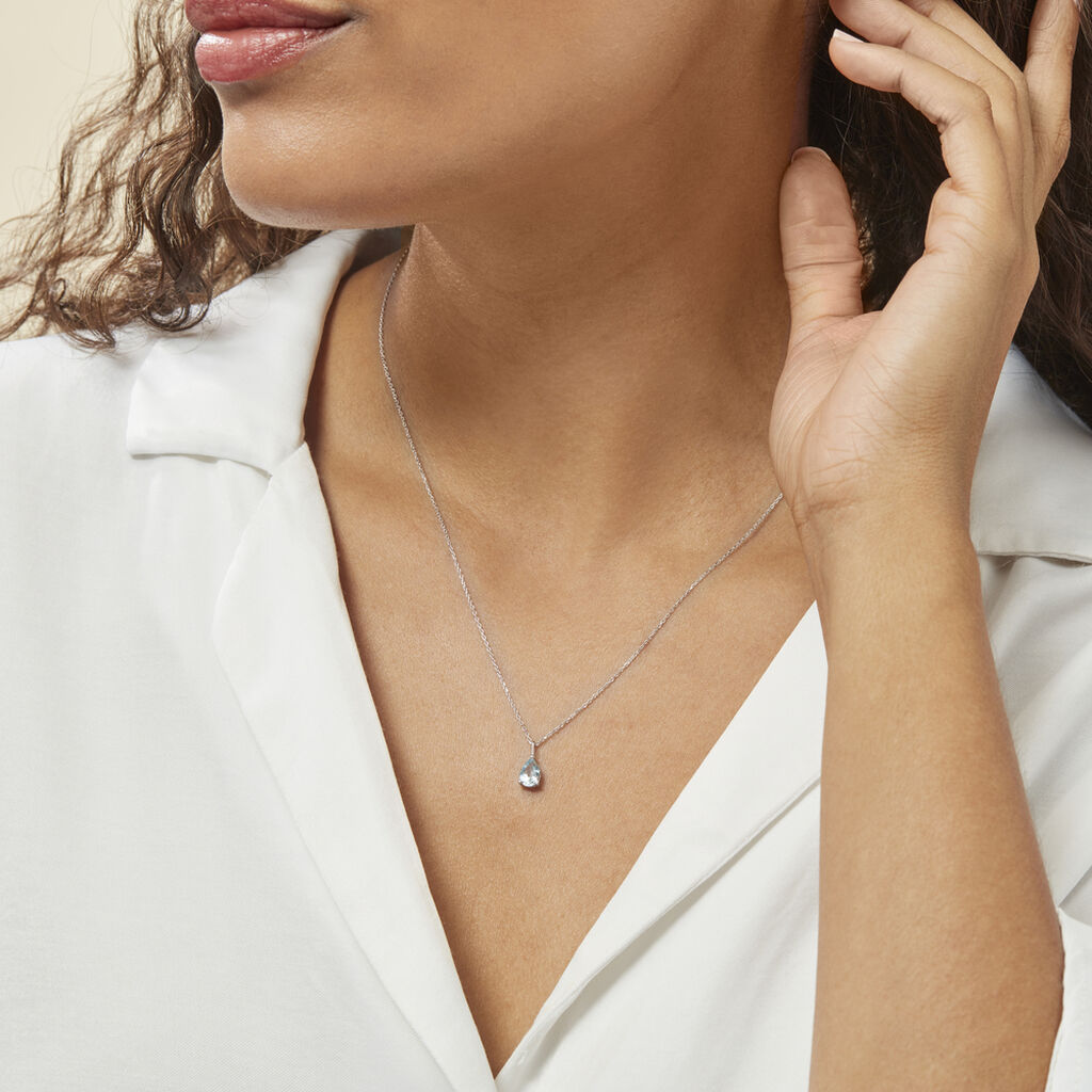 Collier Goutte Or Blanc Topaze - Colliers Femme | Histoire d’Or
