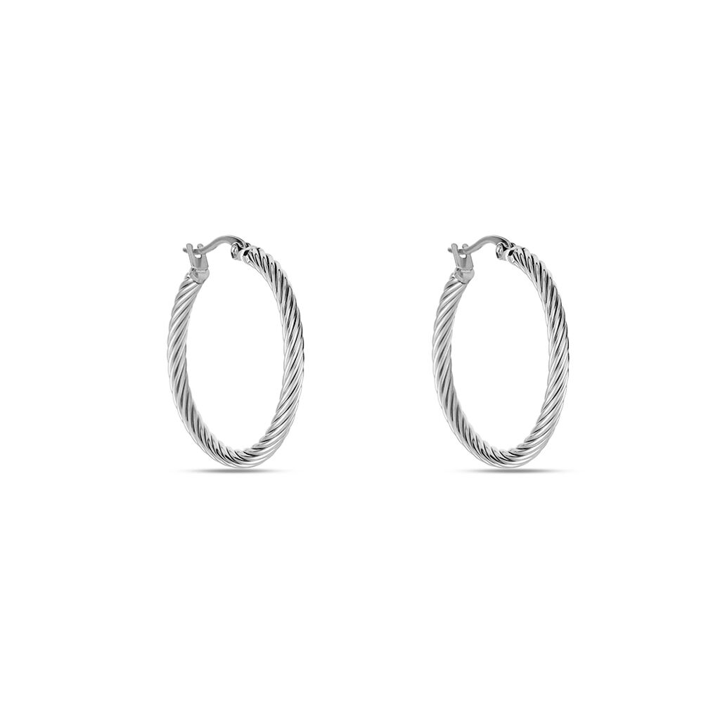 Créoles Acier Gris Pascau - Boucles d'oreilles créoles Femme | Histoire d’Or