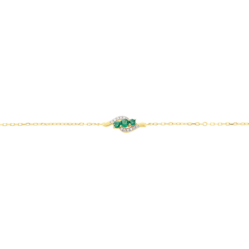 Bracelet Trinitie Or Jaune Emeraude Diamant - Bracelets Femme | Histoire d’Or