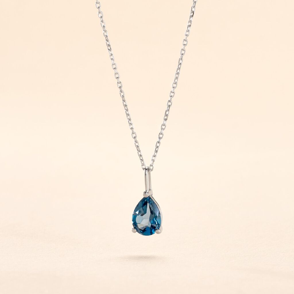Collier Goutte Or Blanc Topaze - Colliers Femme | Histoire d&rsquo;Or