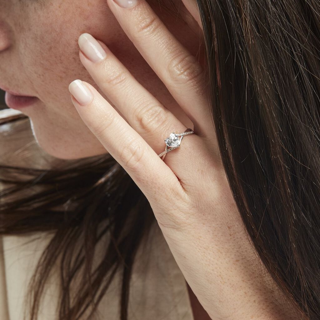 Bague Or Blanc Clothilde Oxyde De Zirconium - Bagues avec pierre Femme | Histoire d’Or