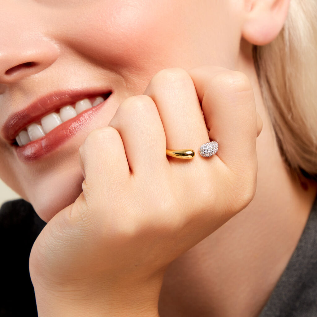 Bague Tiwa Argent Bicolore Oxyde De Zirconium - Bagues avec pierre Femme | Histoire d’Or
