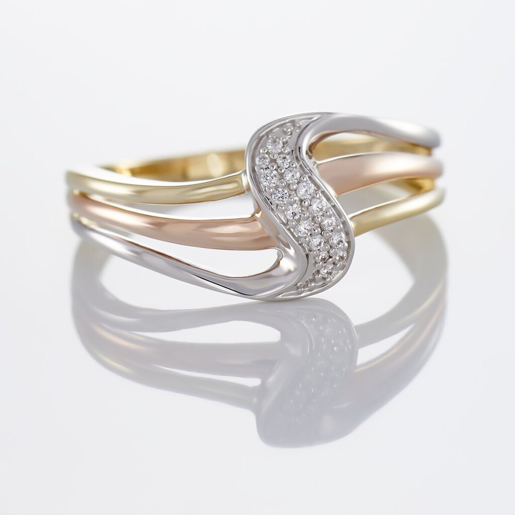 Bague Or Tricolore Dionyse Oxydes De Zirconium - Bagues avec pierre Femme | Histoire d’Or