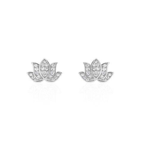 Boucles D'oreilles Puces Cassien Argent Blanc Oxyde De Zirconium - Boucles d'oreilles fantaisie Femme | Histoire d’Or