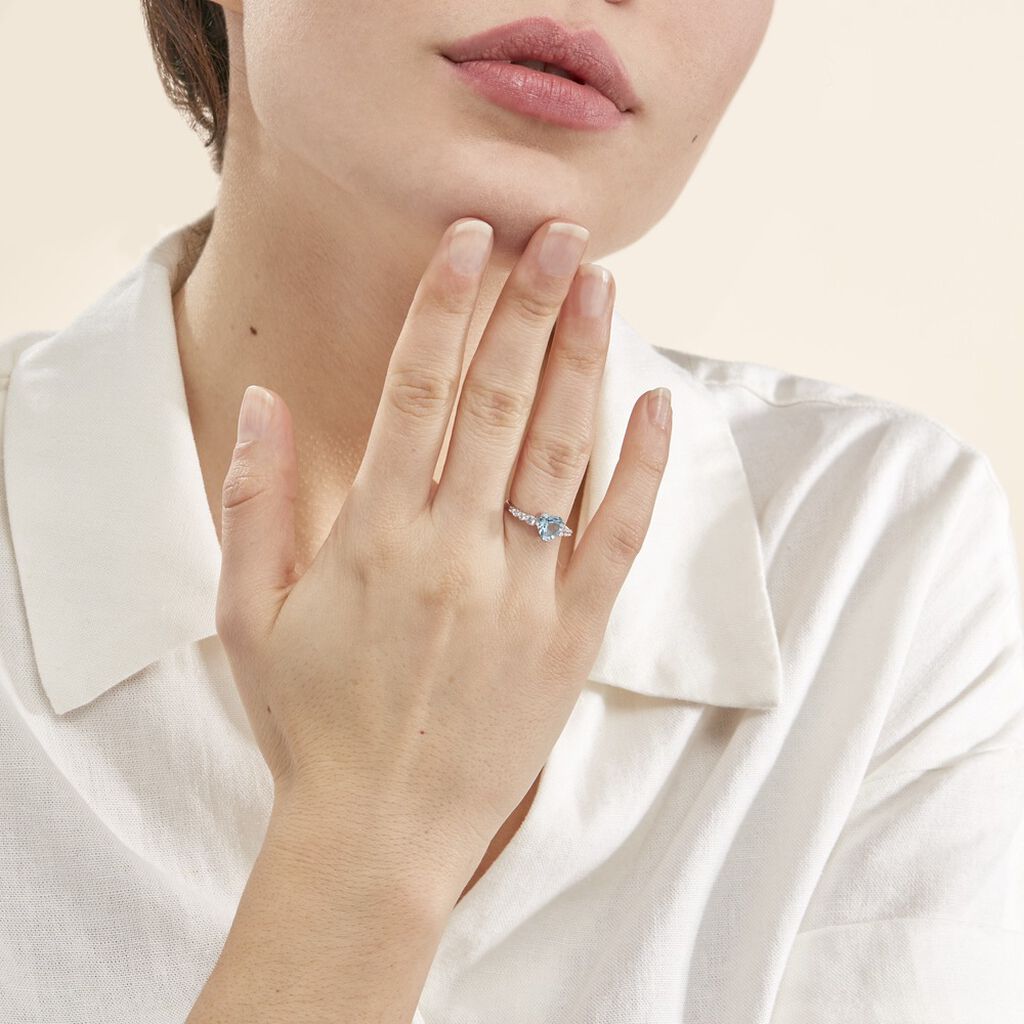 Bague Fany Or Blanc Topaze Et Oxyde De Zirconium - Bagues solitaires Femme | Histoire d’Or