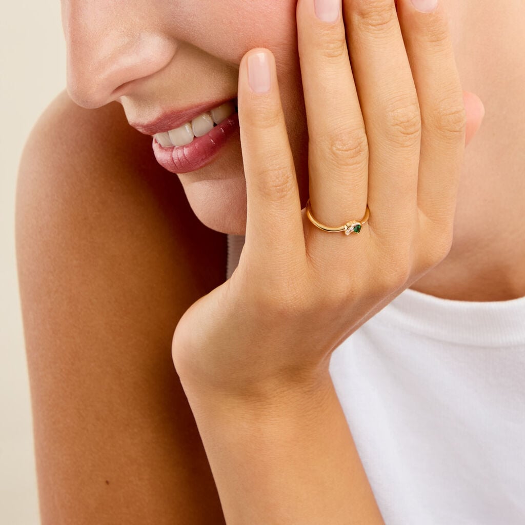 Bague Amazone Plaqu&eacute; Or Jaune Oxyde De Zirconium - Bagues toi et moi Femme | Histoire d&rsquo;Or