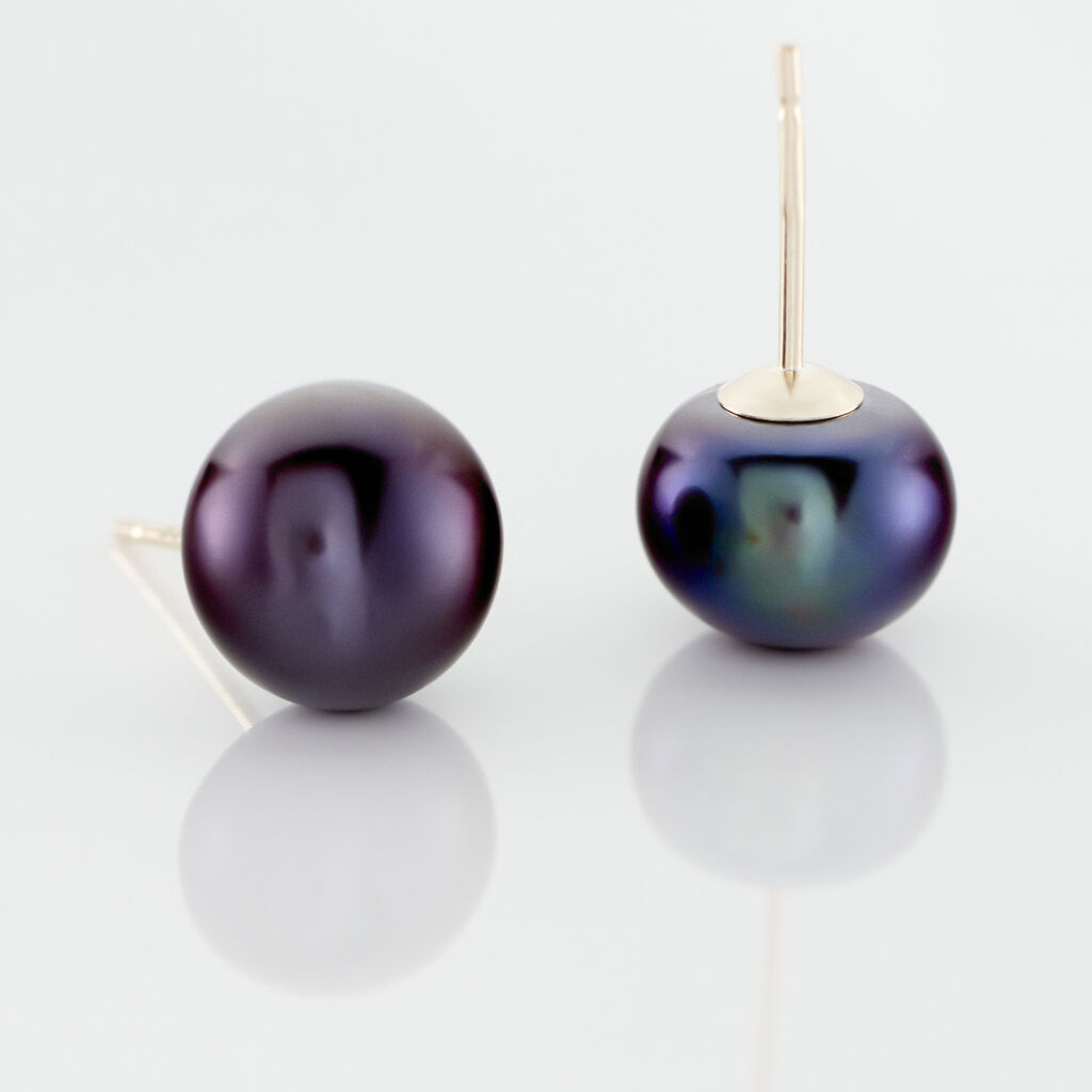 Boucles D'oreilles Puces Micaelle Teintees Or Jaune Perle De Culture - Clous d'oreilles Femme | Histoire d’Or