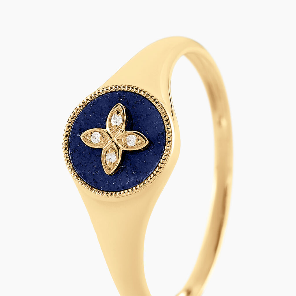 Bague Talisman Or Jaune Lapis Lazuli Diamant - Bagues avec pierre Femme | Histoire d’Or