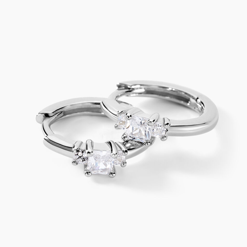 Cr&eacute;oles Felipa Argent Blanc Oxyde De Zirconium - Boucles d'oreilles cr&eacute;oles Femme | Histoire d&rsquo;Or