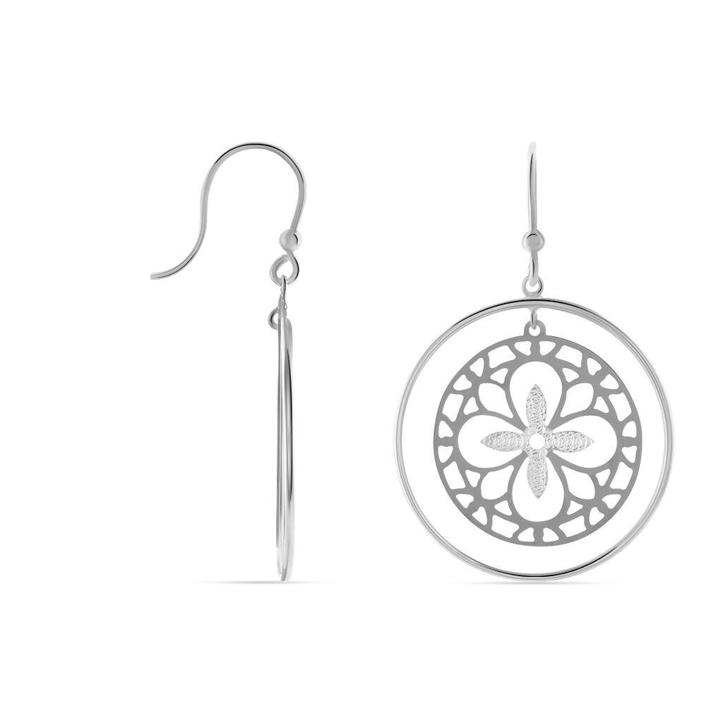Boucles D'oreilles Puces Claudio Or Blanc - Boucles d'oreilles pendantes Femme | Histoire d’Or