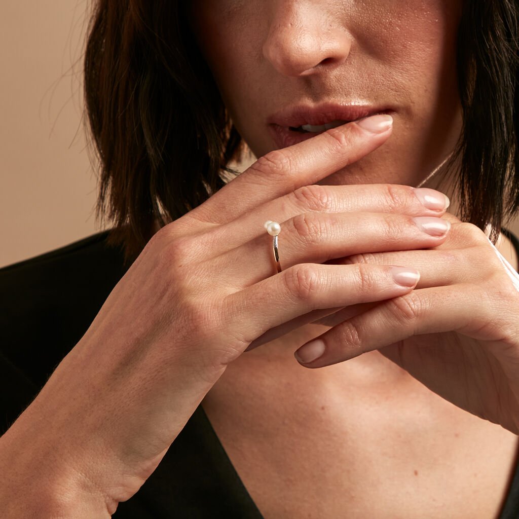 Bague Primo Or Jaune Perle De Culture Et Oxyde De Zirconium - Bagues avec pierre Femme | Histoire d’Or