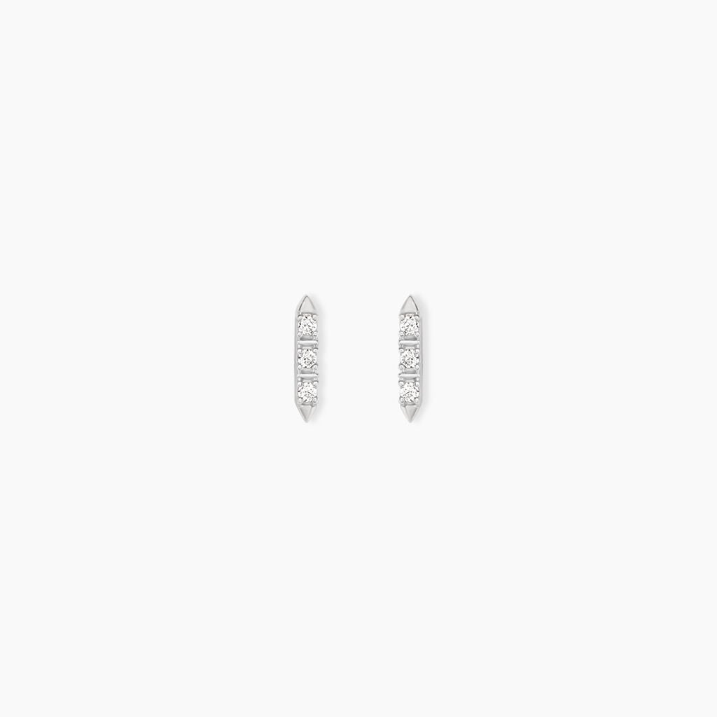 Boucles D'Oreilles Puces Susumu Argent Blanc Oxyde De Zirconium - Boucles d'oreilles fantaisie Femme | Histoire d&rsquo;Or
