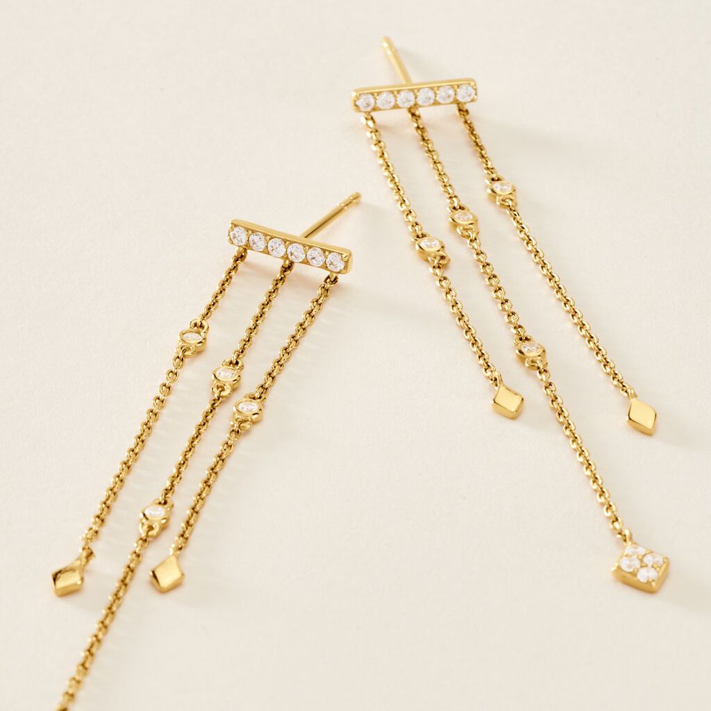 Boucles D'oreilles Pendantes Eclat D'etoile Or Jaune Oxyde - Boucles d'oreilles pendantes Femme | Histoire d’Or