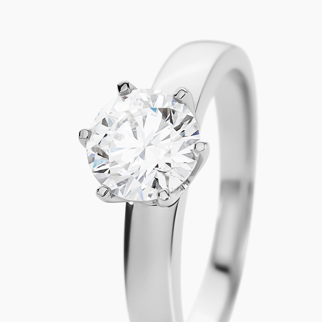 Bague Natalia Ld Platine Blanc Diamant Synth&eacute;tique - Bagues solitaires Femme | Histoire d&rsquo;Or