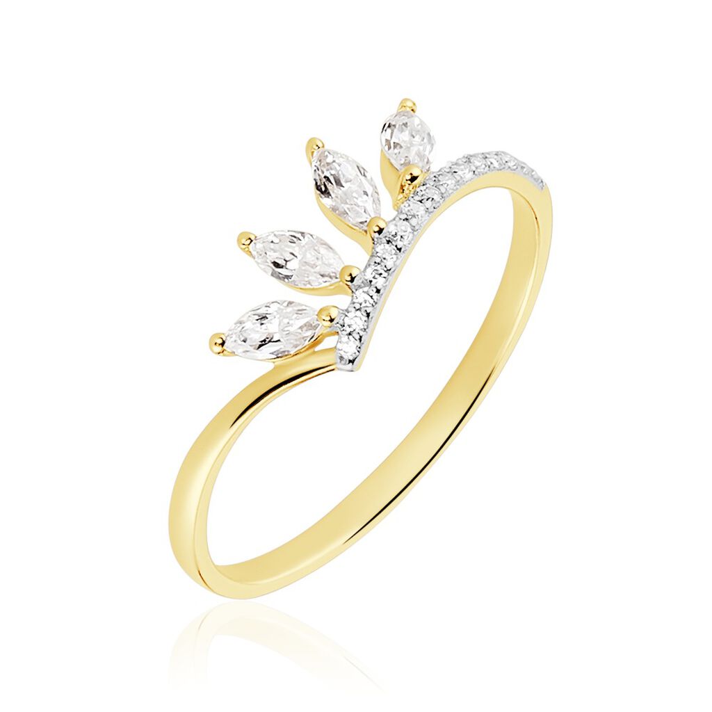 Bague Tiara Or Jaune Oxyde De Zirconium - Bagues avec pierre Femme | Histoire d’Or