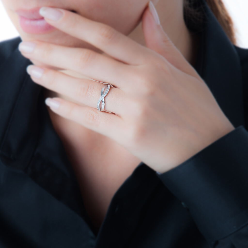 Bague Eustase Argent Blanc Oxyde De Zirconium - Bagues avec pierre Femme | Histoire d&rsquo;Or