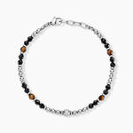 Bracelet Risor Acier Blanc Oeil De Tigre Agate - F&ecirc;te des p&egrave;res Homme | Histoire d&rsquo;Or