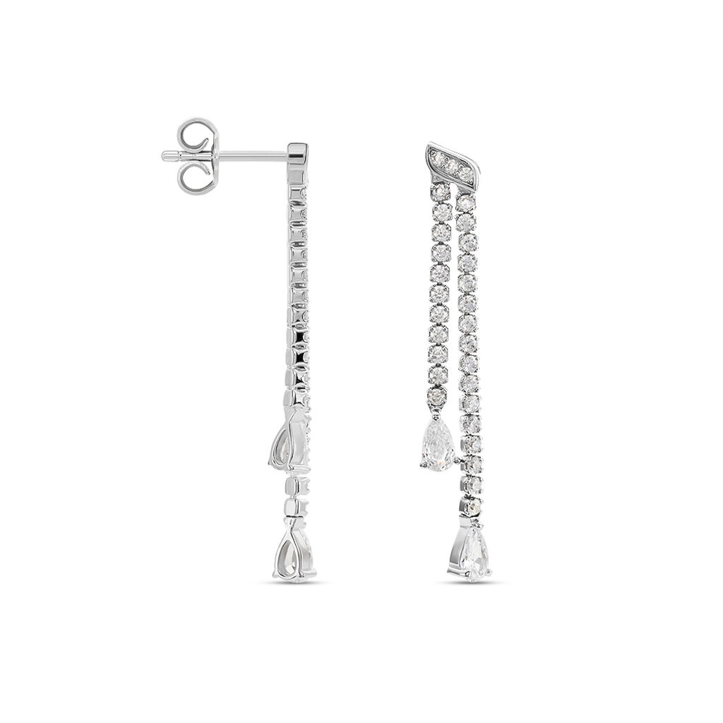 Boucles D'oreilles Pendantes Isalis Argent Blanc Oxyde De Zirconium - Boucles d'oreilles fantaisie Femme | Histoire d’Or