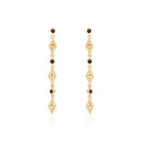 Boucles D'oreilles Pendantes Azteque Plaqué Or Jaune Spinelle