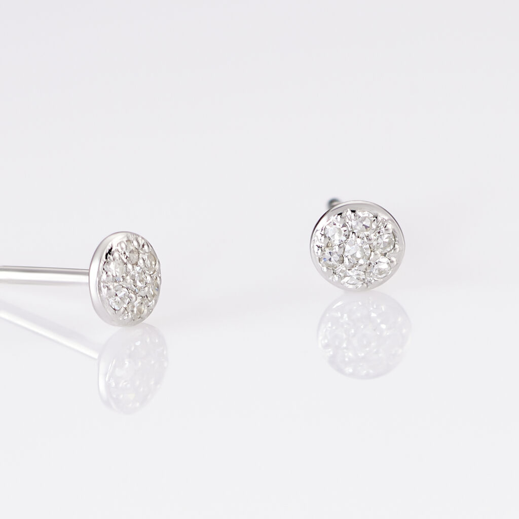 Boucles D'oreilles Puces Teani Or Blanc Diamant - Clous d'oreilles Femme | Histoire d’Or
