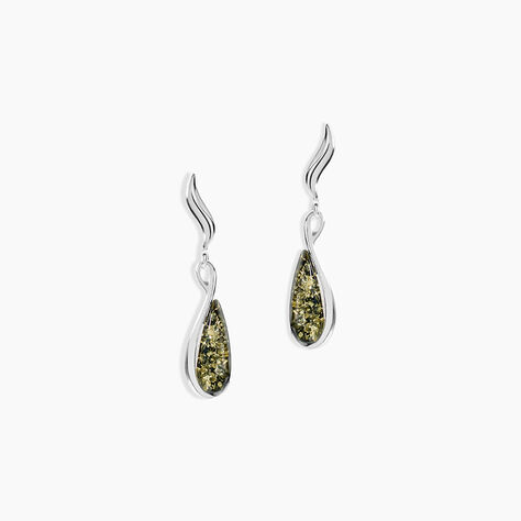 Boucles D'oreilles Pendantes Argent Blanc Odilon Ambre - Boucles d'oreilles fantaisie Femme | Histoire d&rsquo;Or