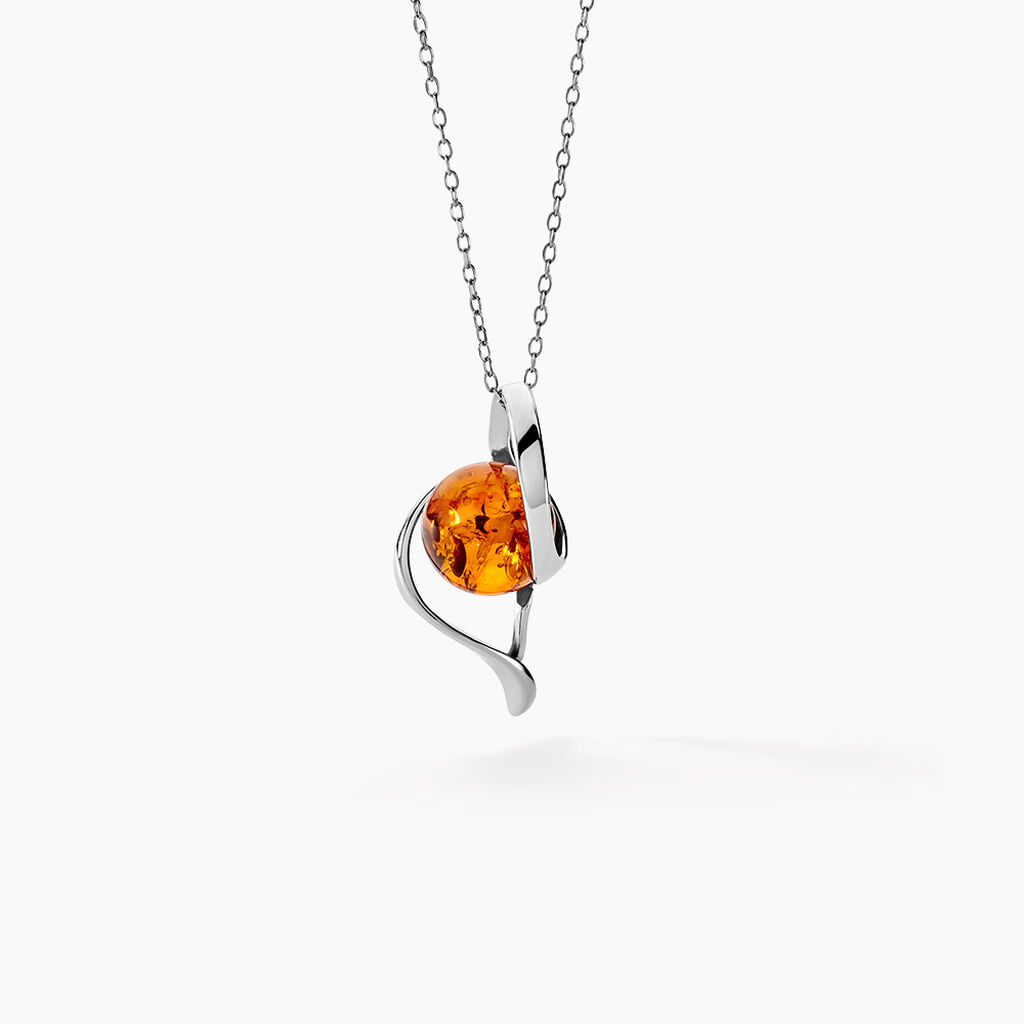 Collier Hilarionne Argent Blanc Ambre - Colliers fantaisie Femme | Histoire d’Or