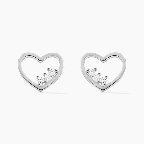 Boucles D'oreilles Puces Argent Blanc Shelan Oxydes De Zirconium - Boucles d'oreilles fantaisie Femme | Histoire d’Or