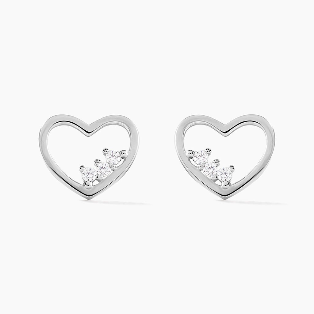 Boucles D'oreilles Puces Argent Blanc Shelan Oxydes De Zirconium - Boucles d'oreilles fantaisie Femme | Histoire d’Or