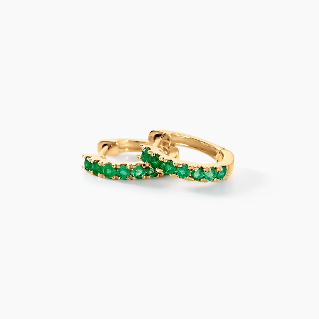 Créoles Or Jaune Killian Emeraudes - Boucles d'oreilles créoles Femme | Histoire d’Or