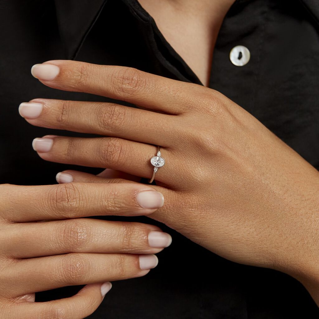 Bague Argent Blanc Afonso Oxyde De Zirconium - Bagues solitaires Femme | Histoire d’Or