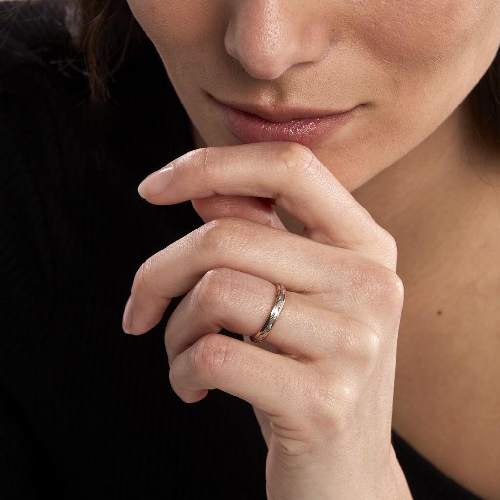 Alliance Cesarius Ruban Plat Or Bicolore - Alliances Unisex | Histoire d’Or