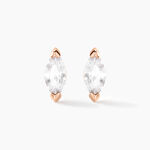 Boucles D'oreilles Puces Navette Argent Rose Oxyde De Zirconium - Boucles d'oreilles fantaisie Femme | Histoire d&rsquo;Or
