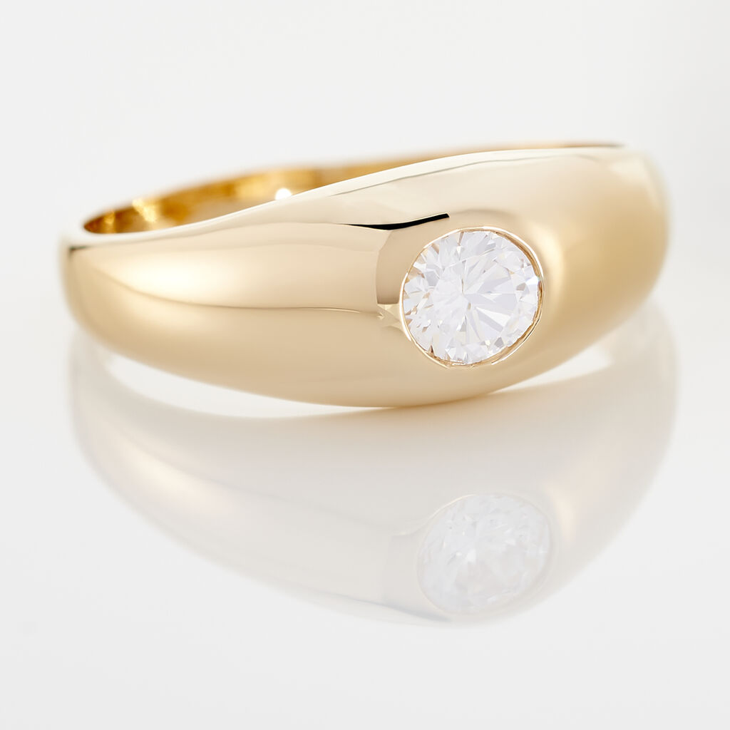 Bague Posie Plaqu&eacute; Or Jaune Oxyde De Zirconium - Bagues solitaires Femme | Histoire d&rsquo;Or
