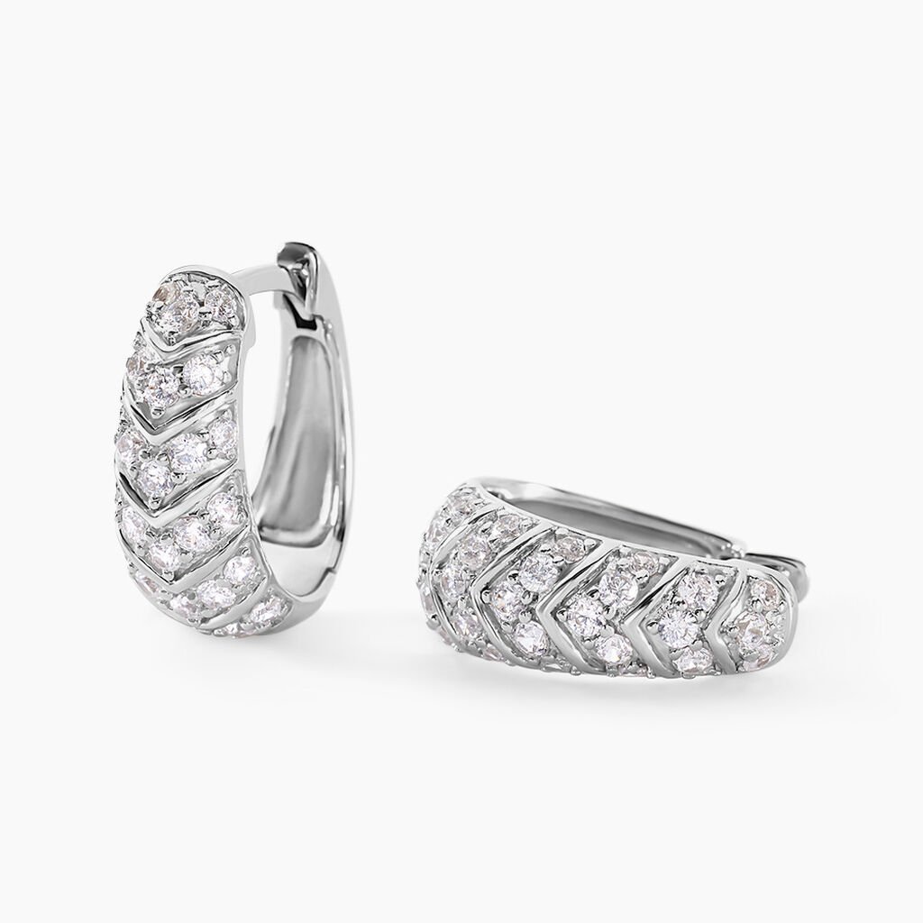 Créoles Tiwa Argent Blanc Oxyde De Zirconium - Boucles d'oreilles créoles Femme | Histoire d’Or