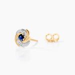 Boucles D'oreilles Puces Potentille Or Jaune Saphir - Clous d'oreilles Femme | Histoire d&rsquo;Or