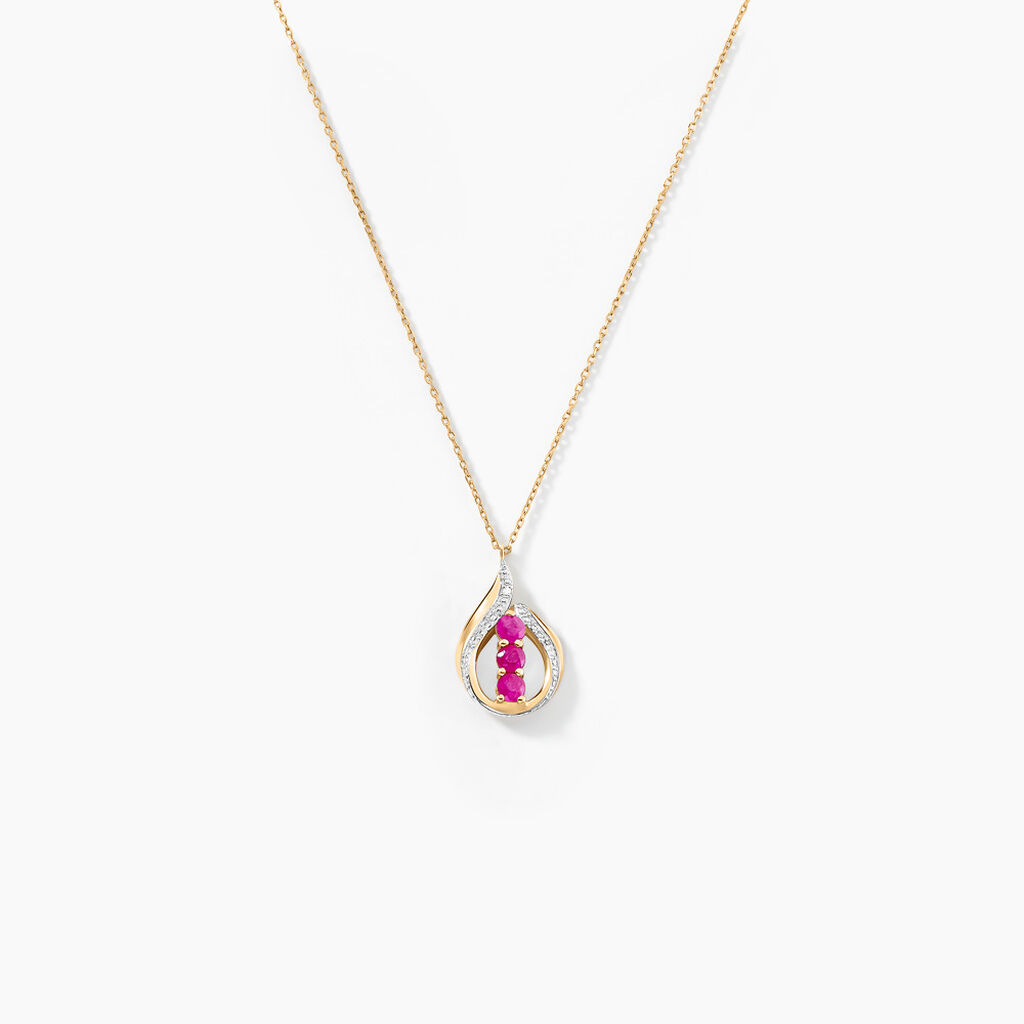 Collier Aurora Or Jaune Rubis Et Diamant