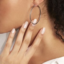 Créoles Carmela Acier Blanc - Boucles d'oreilles créoles Femme | Histoire d’Or
