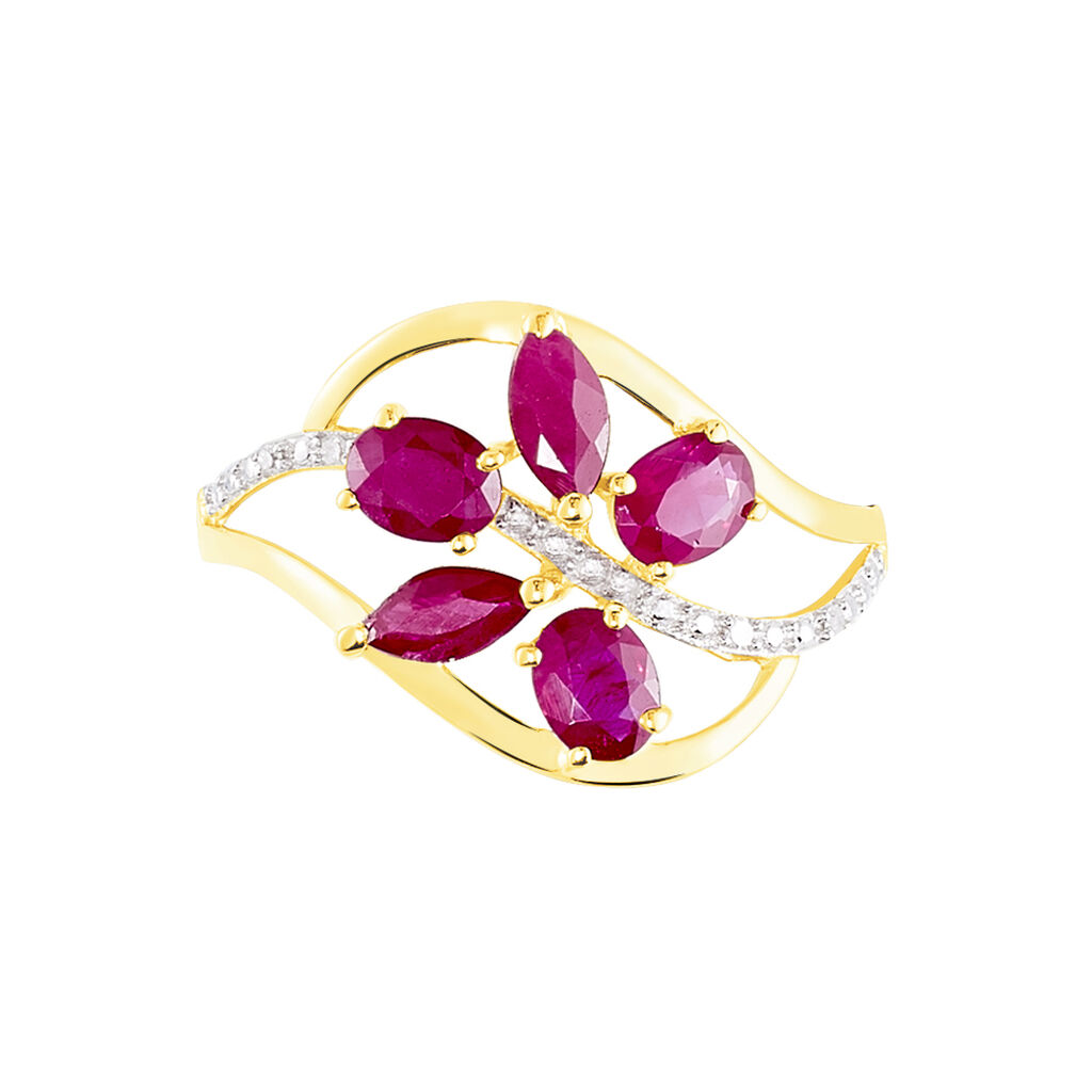 Bague Orchidee Or Bicolore Rubis Diamant - Bagues avec pierre Femme | Histoire d’Or